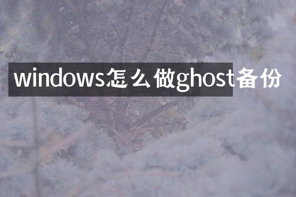 windows怎么做ghost备份