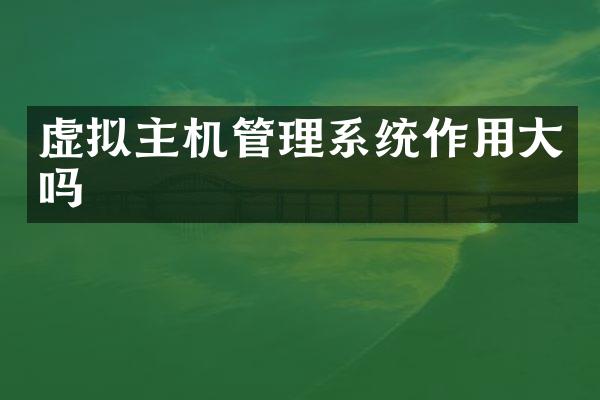 虚拟主机管理系统作用大吗