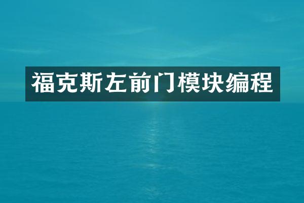 福克斯左前门模块编程
