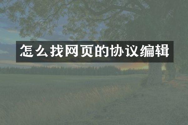 怎么找网页的协议编辑