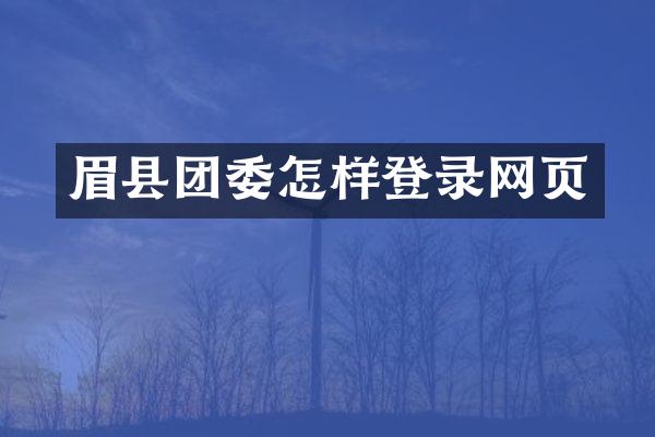 眉县团委怎样登录网页