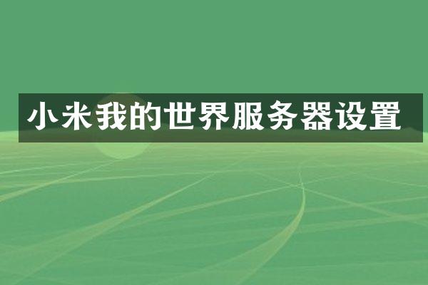 小米我的世界服务器设置