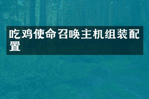 吃鸡使命召唤主机组装配置