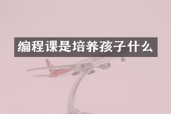编程课是培养孩子什么