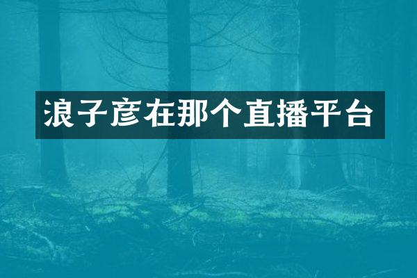 浪子彦在那个直播平台