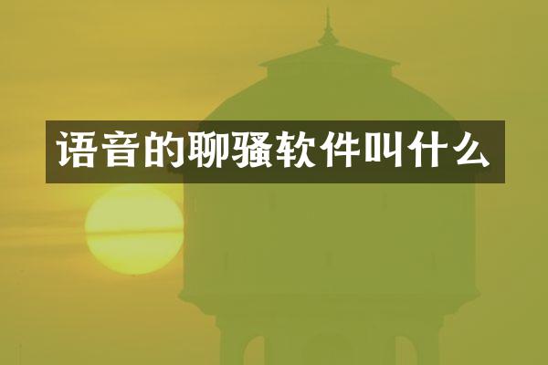 语音的聊骚软件叫什么