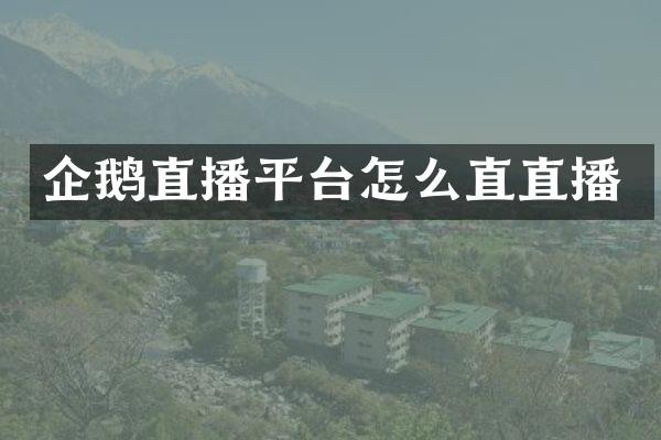 企鹅直播平台怎么直直播
