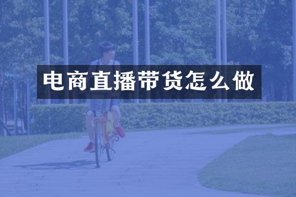 电商直播带货怎么做