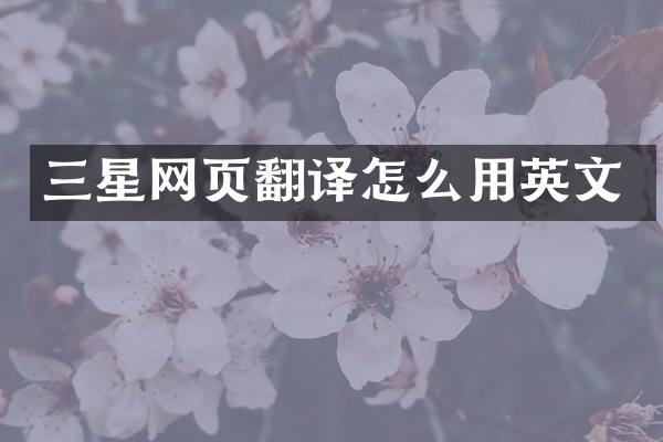 三星网页翻译怎么用英文