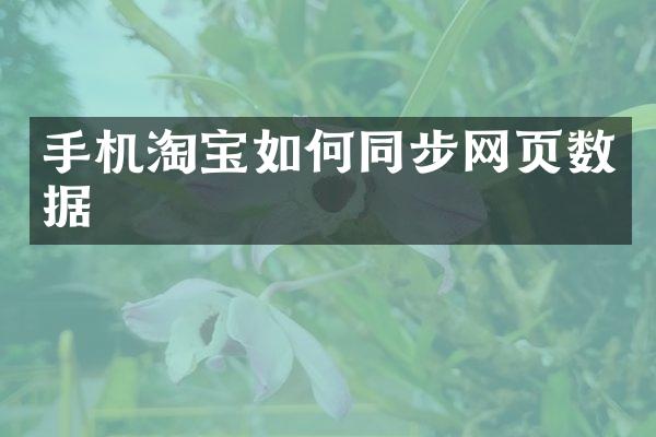 手机淘宝如何同步网页数据