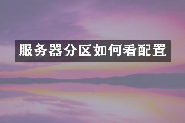 服务器分区如何看配置