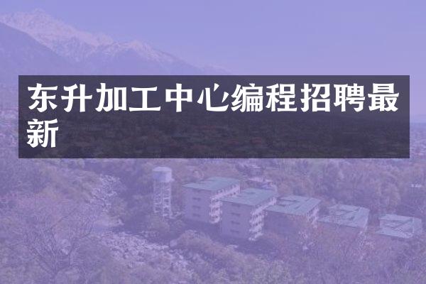 东升加工中心编程招聘最新