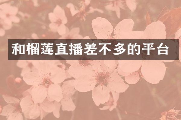 和榴莲直播差不多的平台