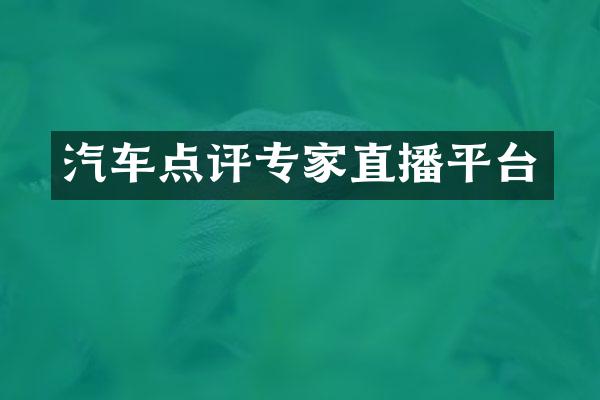 汽车点评专家直播平台