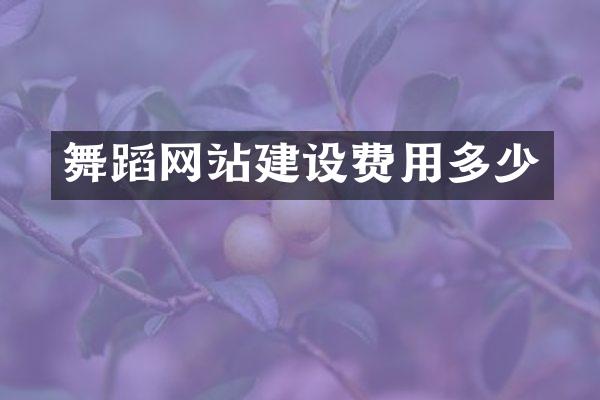舞蹈网站建设费用多少