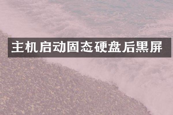 主机启动固态硬盘后黑屏