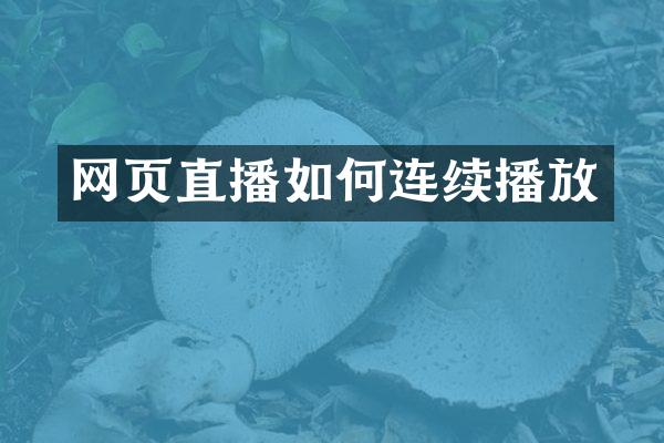 网页直播如何连续播放