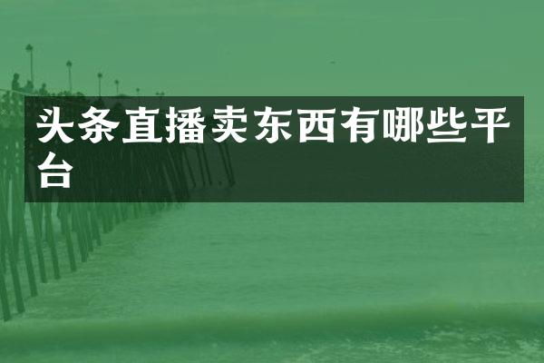 头条直播卖东西有哪些平台