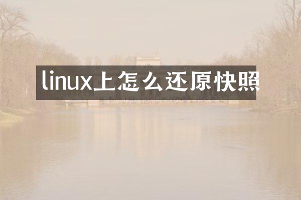 linux上怎么还原快照