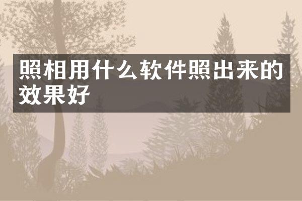 照相用什么软件照出来的效果好