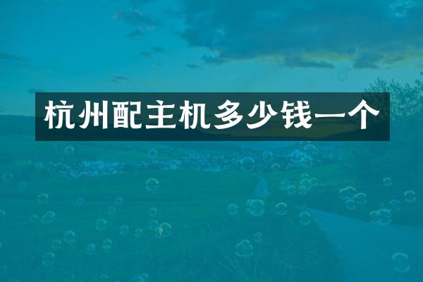 杭州配主机多少钱一个