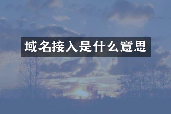 域名接入是什么意思