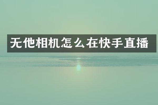 无他相机怎么在快手直播
