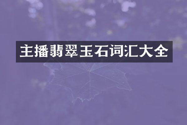 主播翡翠玉石词汇大全