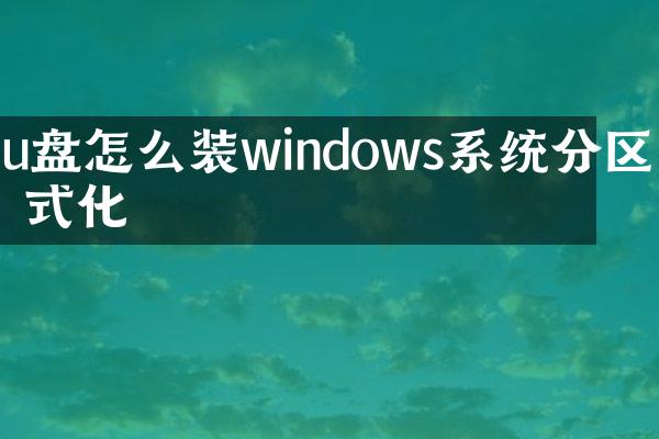 u盘怎么装windows系统分区格式化