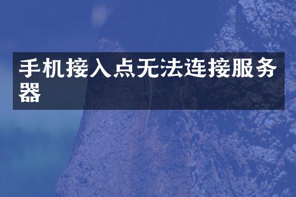 手机接入点无法连接服务器
