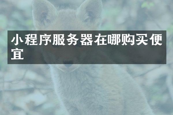 小程序服务器在哪购买便宜