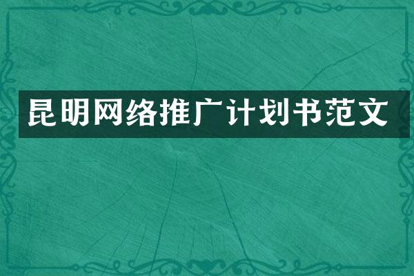 昆明网络推广计划书范文