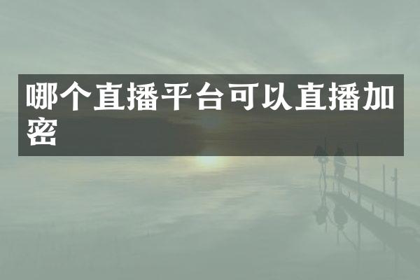 哪个直播平台可以直播加密