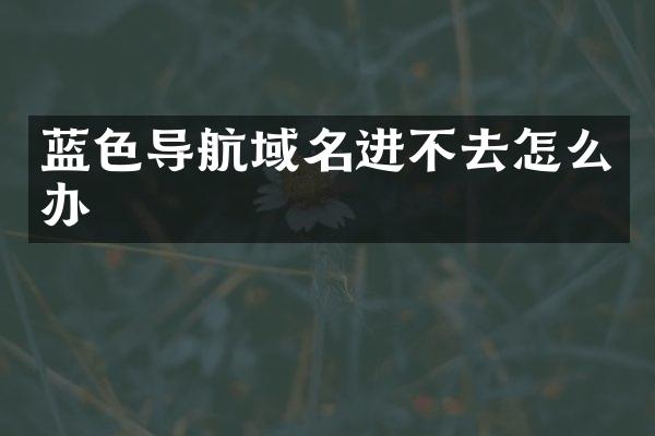 蓝色导航域名进不去怎么办