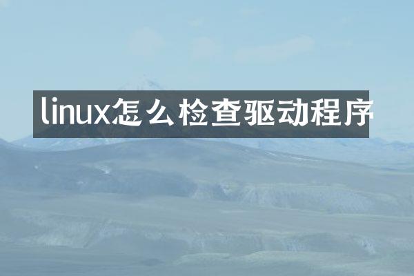 linux怎么检查驱动程序