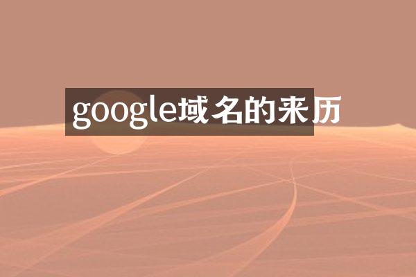 google域名的来历