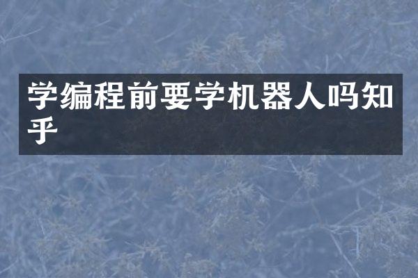 学编程前要学机器人吗知乎