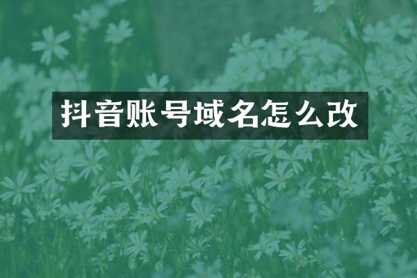 抖音账号域名怎么改