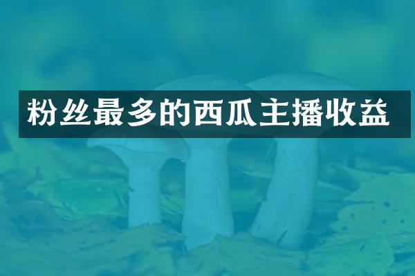 粉丝最多的西瓜主播收益