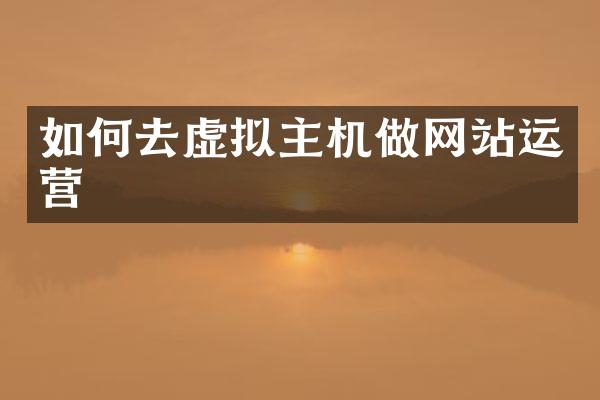 如何去虚拟主机做网站运营