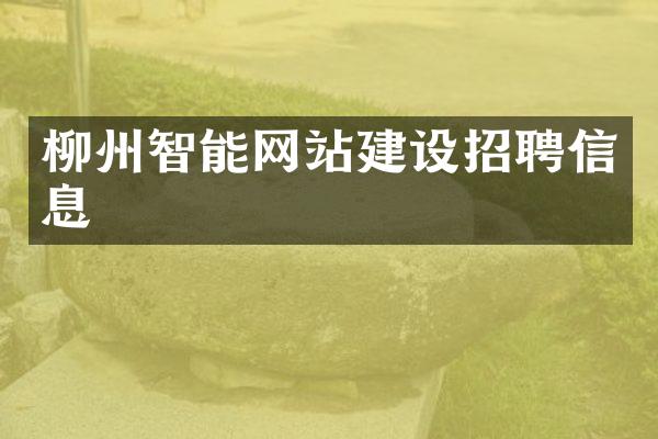柳州智能网站建设招聘信息