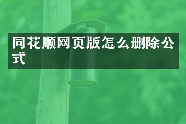 同花顺网页版怎么删除公式