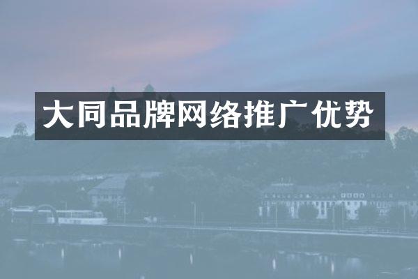 大同品牌网络推广优势