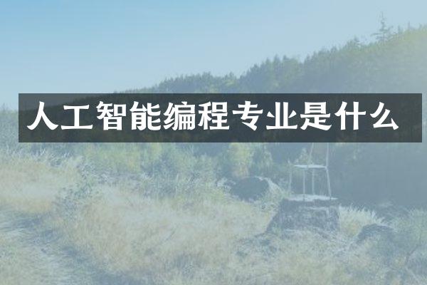 人工智能编程专业是什么