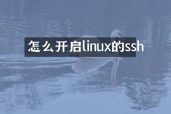 怎么开启linux的ssh