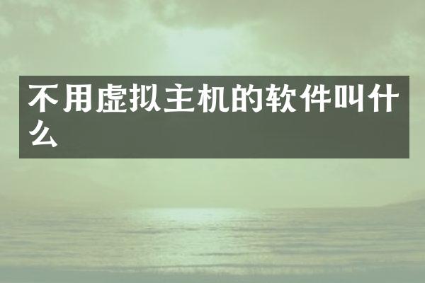 不用虚拟主机的软件叫什么