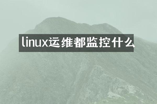 linux运维都监控什么