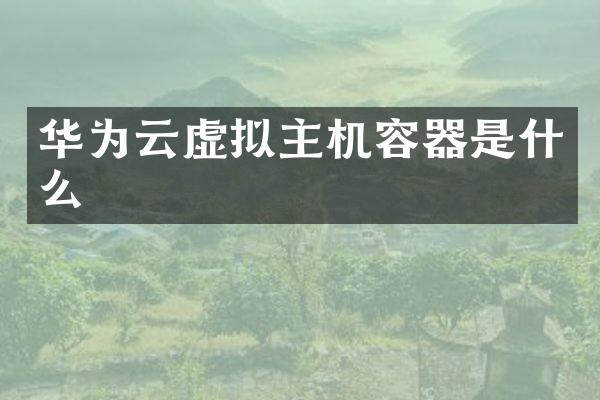 华为云虚拟主机容器是什么
