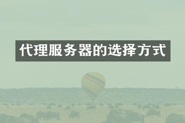 代理服务器的选择方式