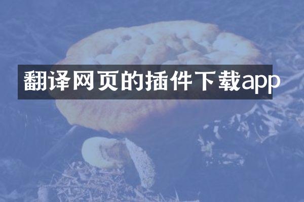 翻译网页的插件下载app
